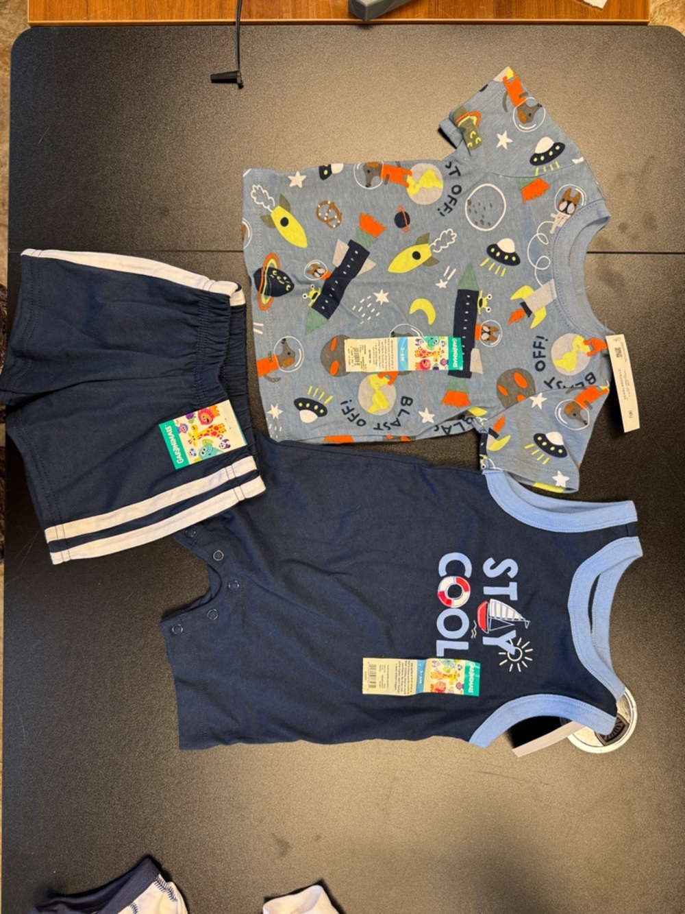 Garanimals Blue Space Rocket Tee with Orange & Yellow Accents